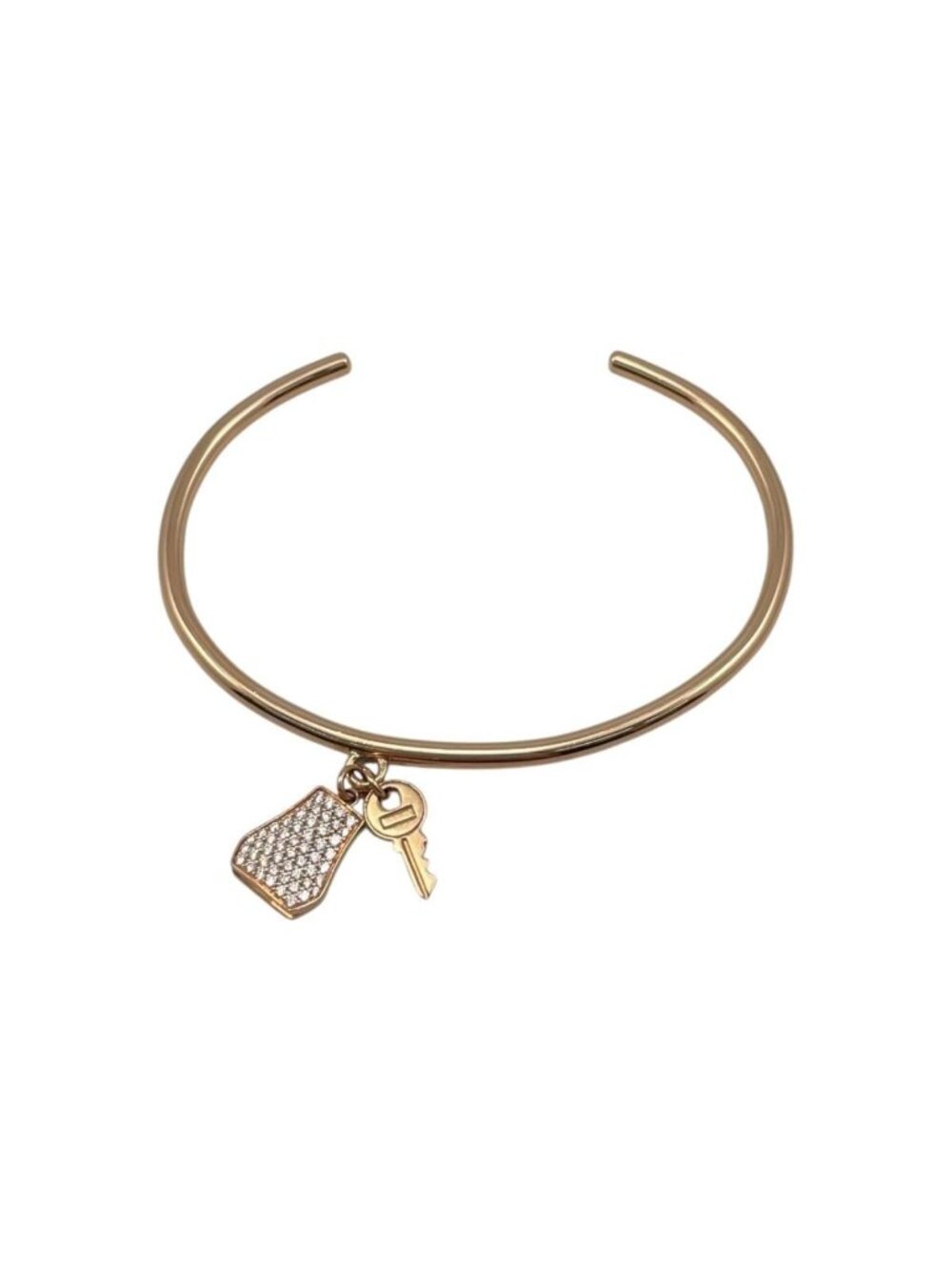 Hermes Bracelet Kelly Clochette Bangle ST Pink Gold Diamond